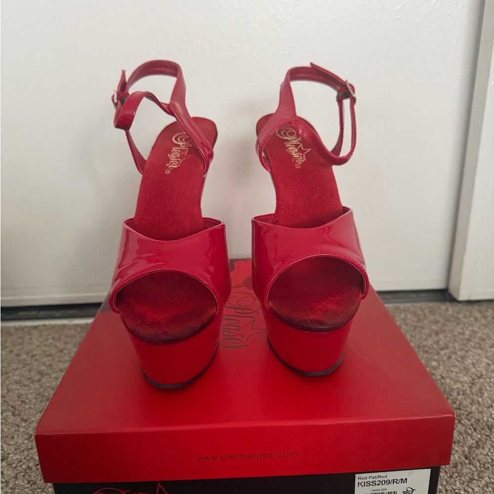 Pleaser Bold Red Platform Sandals - image 1